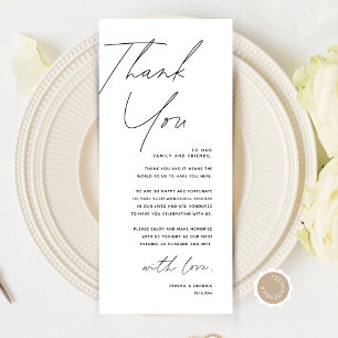 Minimalist Wedding Place Setting Thank You Card
