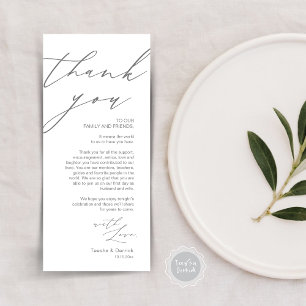 Minimalist Wedding Place Setting Thank You Card
