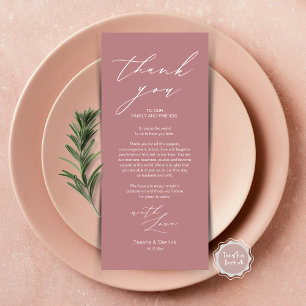 Minimalist Wedding Place Setting Thank You Card
