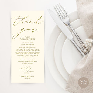 Minimalist Wedding Place Setting Thank You Card