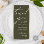 Minimalist Wedding Place Setting Thank You Card<br><div class="desc">Share the love and show your appreciation to your guests, when they sit down at their seat and read this personalised charming thank you place card in olive green themed. It's a wonderful way to kick off your special day celebration! This card is sure to set the tone for an...</div>