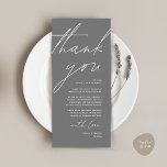 Minimalist Wedding Place Setting Thank You Card<br><div class="desc">Share the love and show your appreciation to your guests, when they sit down at their seat and read this personalised charming thank you place card in dark grey themed. It's a wonderful way to kick off your special day celebration! This card is sure to set the tone for an...</div>