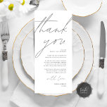 Minimalist Wedding Place Setting Thank You Card<br><div class="desc">Share the love and show your appreciation to your guests, when they sit down at their seat and read this personalised charming thank you place card in dark grey themed. It's a wonderful way to kick off your special day celebration! This card is sure to set the tone for an...</div>