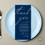 Minimalist Wedding Place Setting Thank You Card<br><div class="desc">Share the love and show your appreciation to your guests, when they sit down at their seat and read this personalised charming thank you place card in classy navy blue themed. It's a wonderful way to kick off your special day celebration! This card is sure to set the tone for...</div>