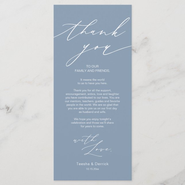 Minimalist Wedding Place Setting Thank You Card (Front)