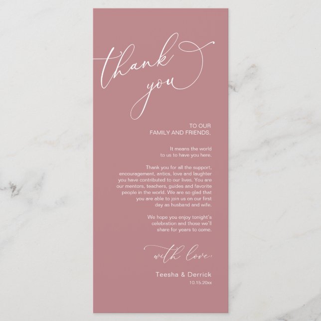 Minimalist Wedding Place Setting Thank You Card (Front)