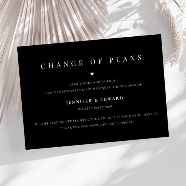 Minimalist Wedding Postponement Black Invitation (Creator Uploaded)