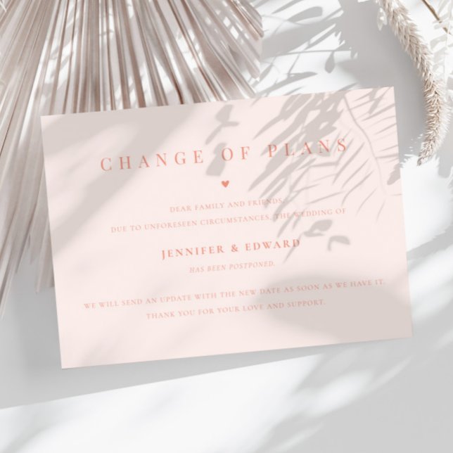Minimalist Wedding Postponement Peach Invitation (Creator Uploaded)