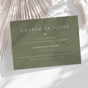 Minimalist Wedding Postponement Sage Green Invitation