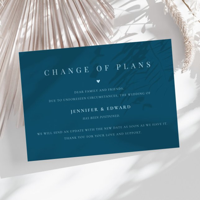 Minimalist Wedding Postponement Teal Invitation (Creator Uploaded)
