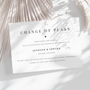 Minimalist Wedding Postponement White Invitation