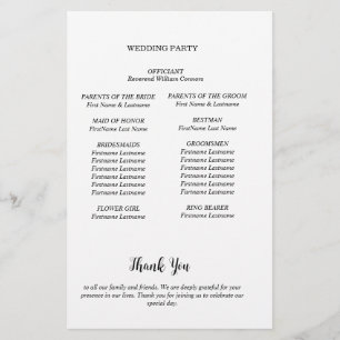 Minimalist Wedding Program Card