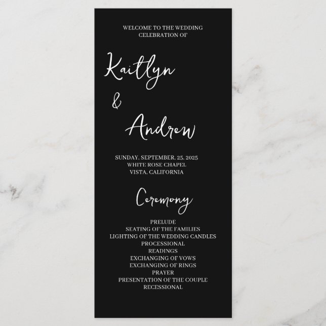 Minimalist Wedding Program – Modern Elegance Programme (Front)