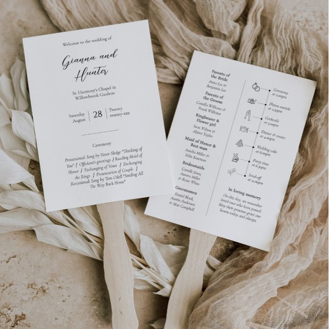 Minimalist Wedding Program (set of 10) Hand Fan (Creator Uploaded)