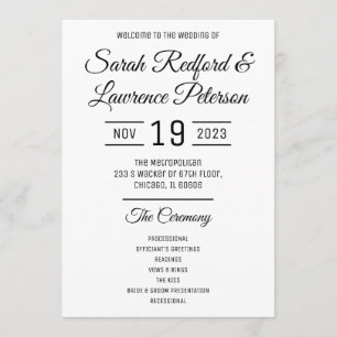 Minimalist Wedding Program Wide Menu