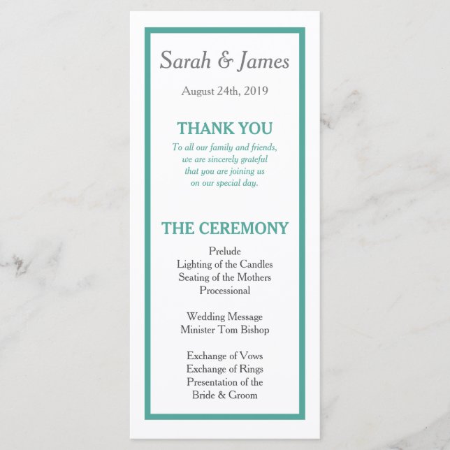 Minimalist Wedding Programme (Front)