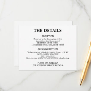 Minimalist Wedding QR Code Details Enclosure Card