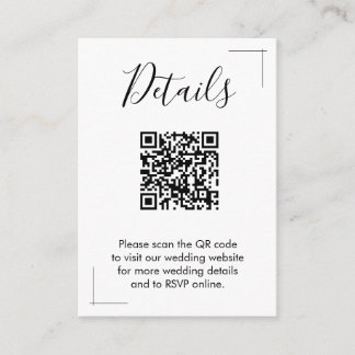 Minimalist Wedding QR Code Enclosure Cards
