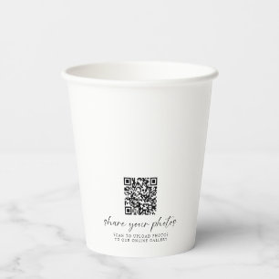 Minimalist Wedding QR code Share your Photos Paper Cups