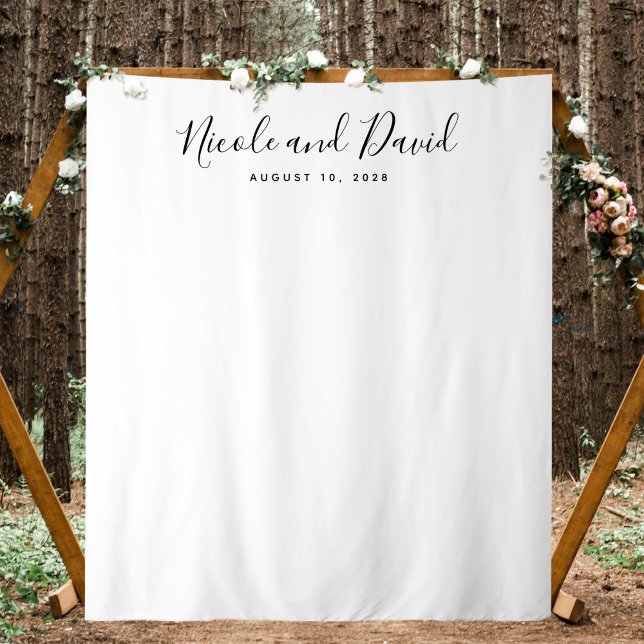Minimalist Wedding Reception Decor Backdrop Tapestry (Wedding Decor Bride and Groom Names Photo Backdrop)