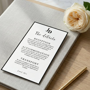 Minimalist Wedding Reception Details Information Enclosure Card
