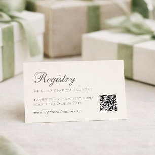 Minimalist Wedding Registry Card with QR Code