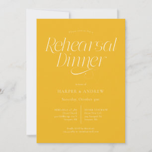 Minimalist Wedding Rehearsal Dinner Yellow Invitation