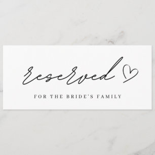 Minimalist Wedding Reserved Chair Sign