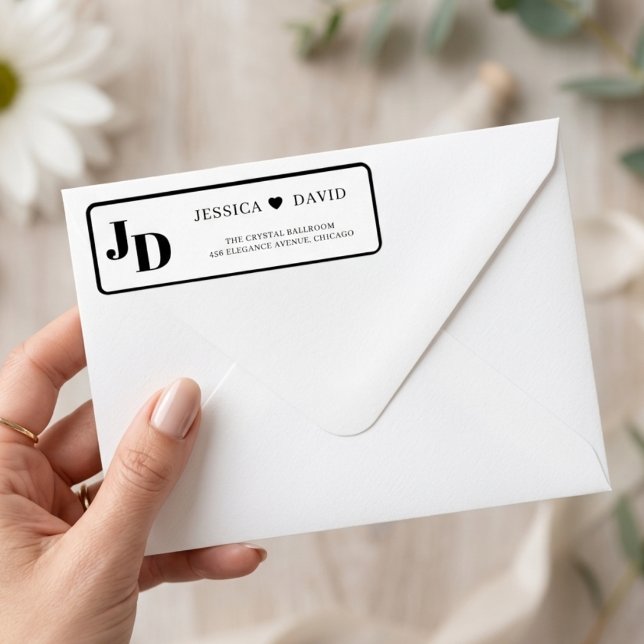 Minimalist Wedding Return Address Label Monogram  (Creator Uploaded)