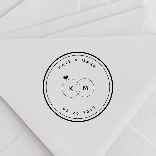 Minimalist Wedding Ring Monogram Self-inking Stamp (Creator Uploaded)