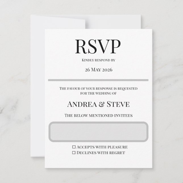 Minimalist Wedding RSVP Card | Editable Template (Front)