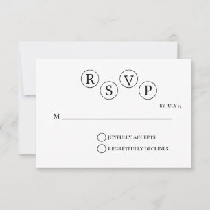 Minimalist Wedding RSVP Card Simple Black &White