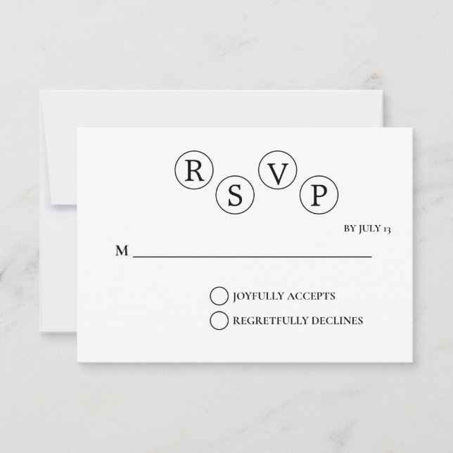 Minimalist Wedding RSVP Card | Simple Black &White (Front)