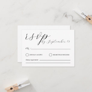 Minimalist Wedding RSVP Card Simple Black &White