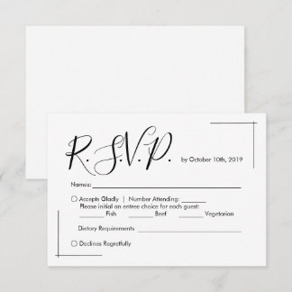 Minimalist Wedding RSVP Card with Crossed Borders