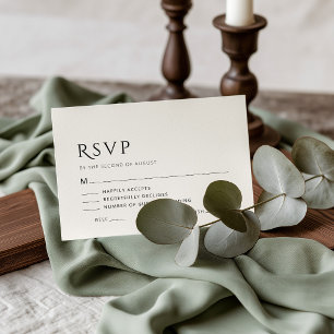 Minimalist Wedding RSVP Card with Meal Choice