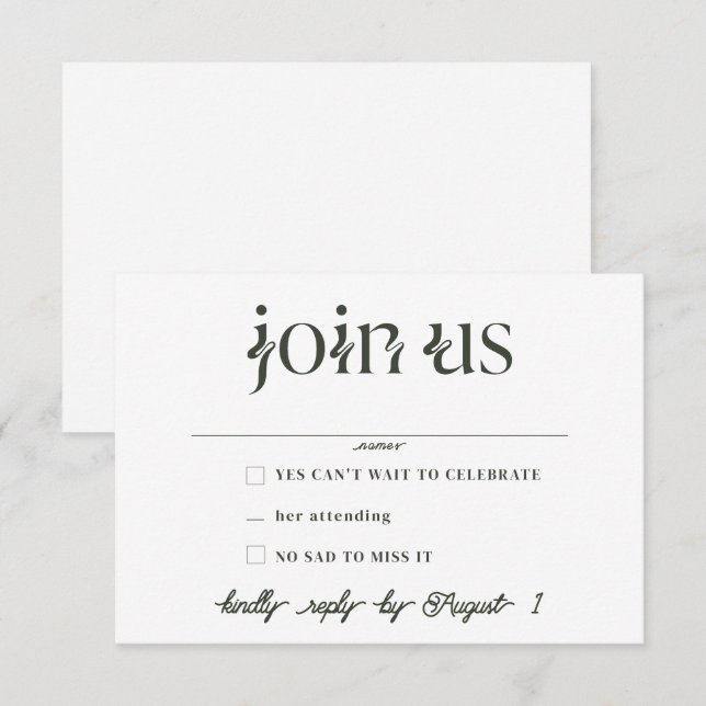 Minimalist Wedding RSVP Cards (Front/Back)
