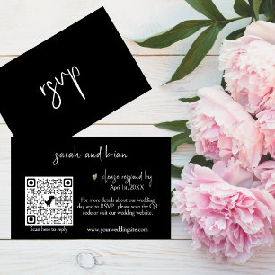 Minimalist Wedding RSVP QR Code Enclosure Card
