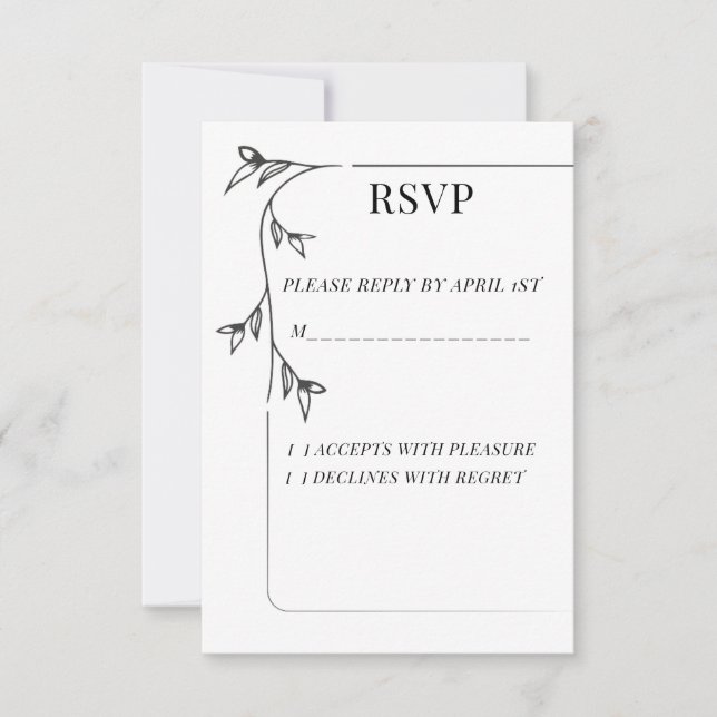 Minimalist Wedding RSVP Response Card (Front)