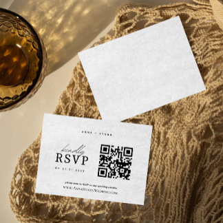 Minimalist Wedding RSVP with QR Code Enclosure Card