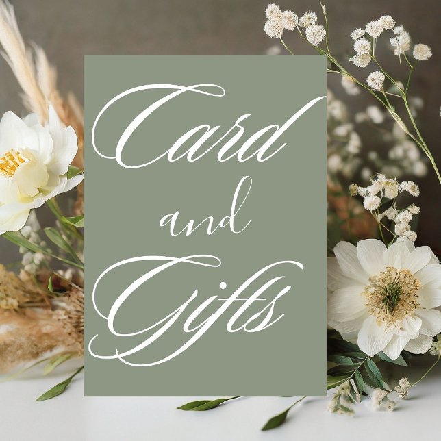 Minimalist Wedding sage green  card and gifts  Pedestal Sign (Creator Uploaded)