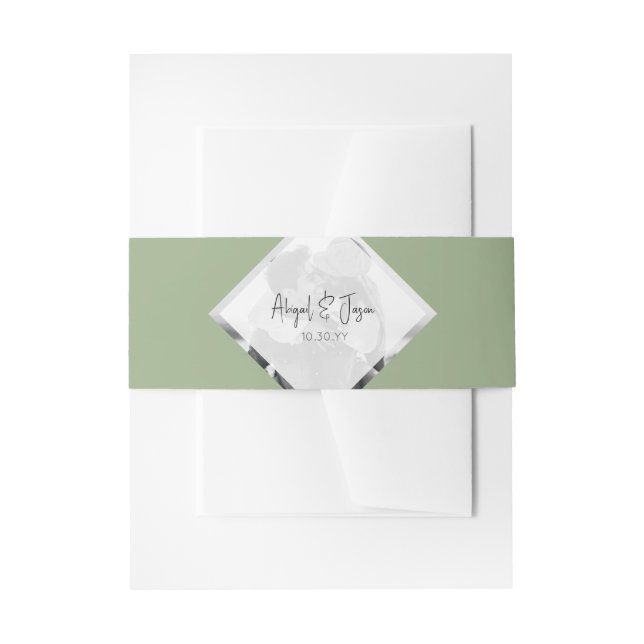 Minimalist Wedding Sage Green Invitation Belly Band (Front Example)