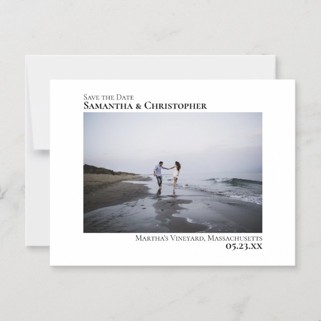 Minimalist Wedding Save the Date Horizontal Photo Magnetic Invitation (Front)
