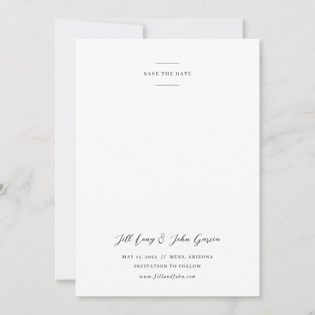 Minimalist Wedding Save the Date Invitation (Front)