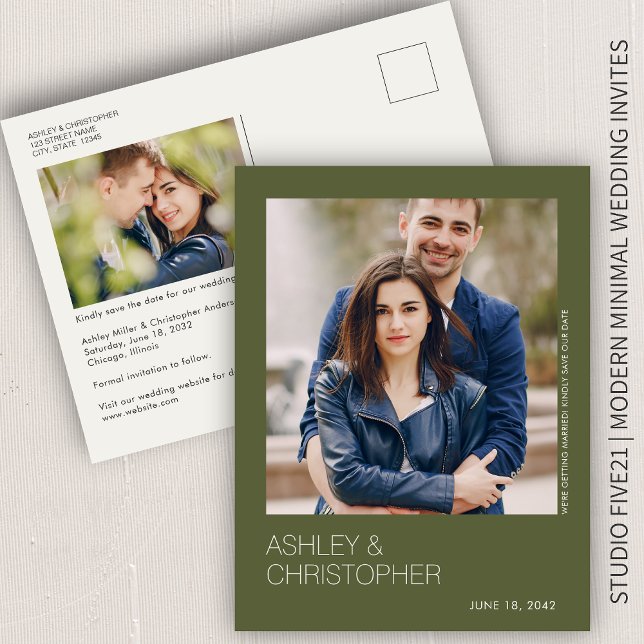 Minimalist Wedding Save-the-Date Photo Postcard (Creator Uploaded)