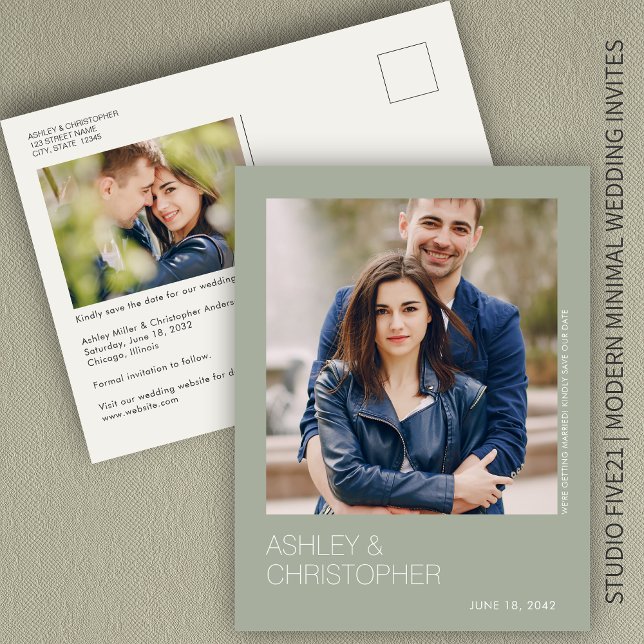 Minimalist Wedding Save-the-Date Photo Postcard (Creator Uploaded)