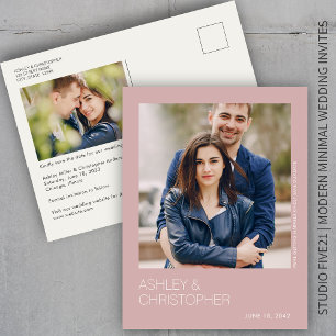 Minimalist Wedding Save-the-Date Photo Postcard
