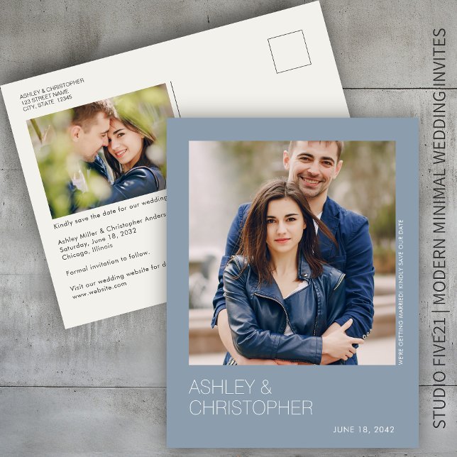 Minimalist Wedding Save-the-Date Photo Postcard (Creator Uploaded)
