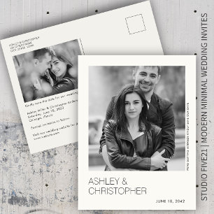 Minimalist Wedding Save-the-Date Photo Postcard