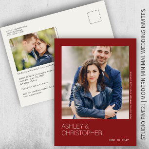 Minimalist Wedding Save-the-Date Photo Postcard